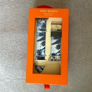 NWT Tory Burch Women's Blue Tie Dye Print Leather Band For Apple Watch®